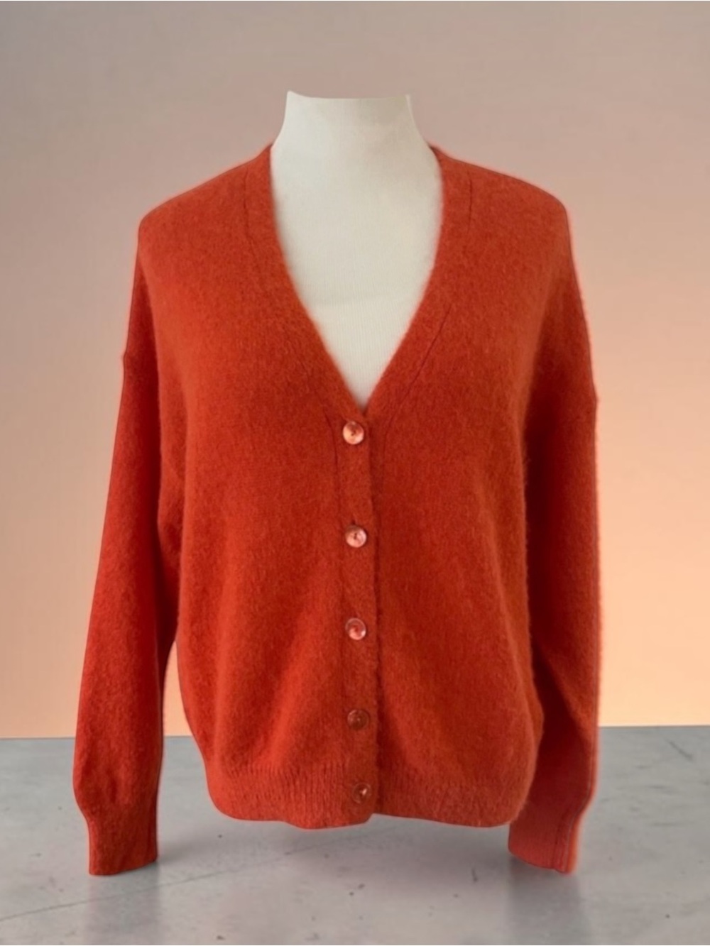 SUMMUM GILET ALPACA BLEND FEATHER LIGHT ORANGE CARDIGAN SWEATER